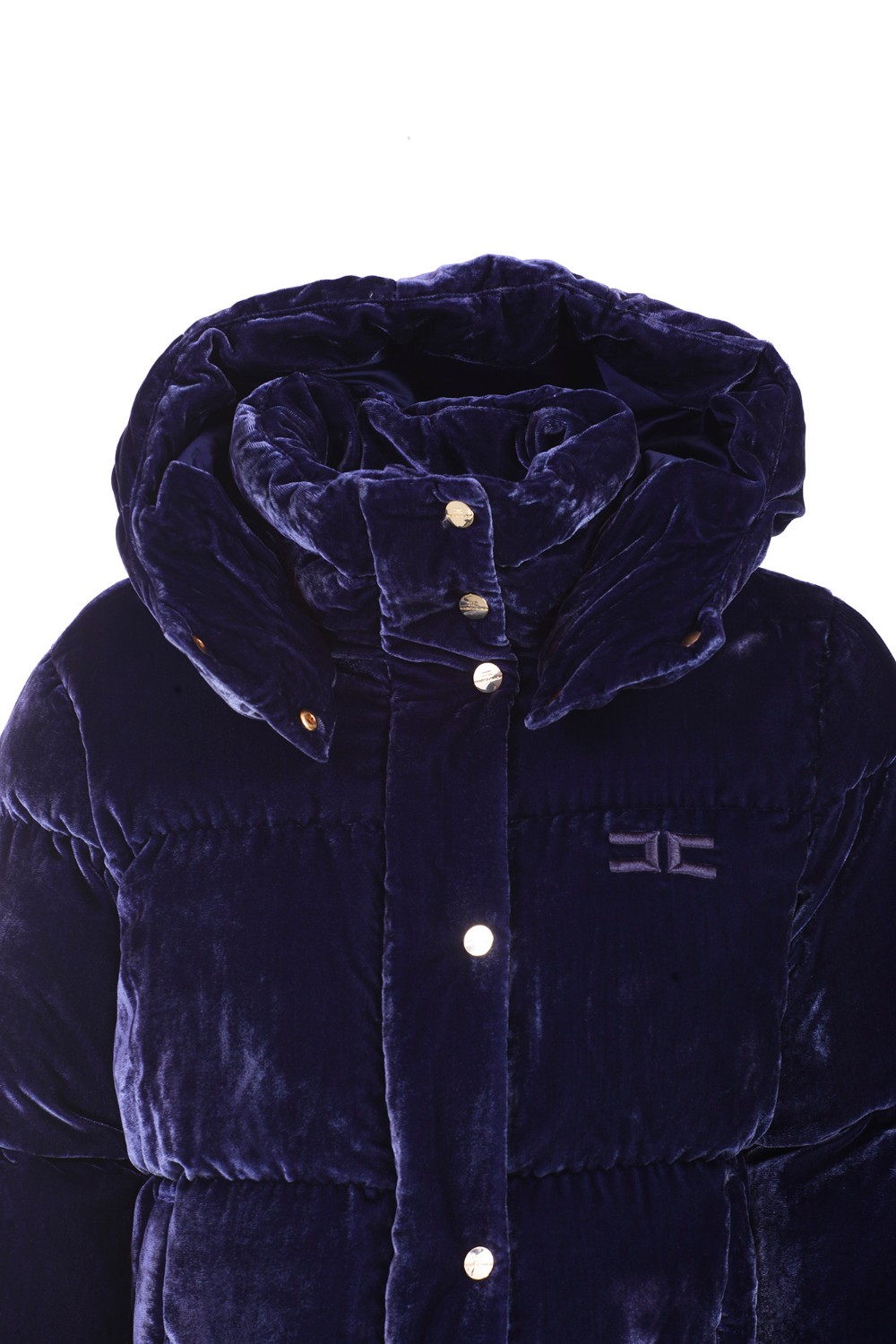 shop ELISABETTA FRANCHI  Piumino: Elisabetta Franchi piumino crop in velluto.
Piumino crop in velluto con collo a cratere. 
È caratterizzato da cappuccio staccabile e logo ricamato in tinta.
Fodera in vela in tinta.
Bottoni in metallo dorato.
Composizione: 75% Viscosa 25% Poliammide.
Fabbricato in Italia.. PI62D36E2-590 number 7860995